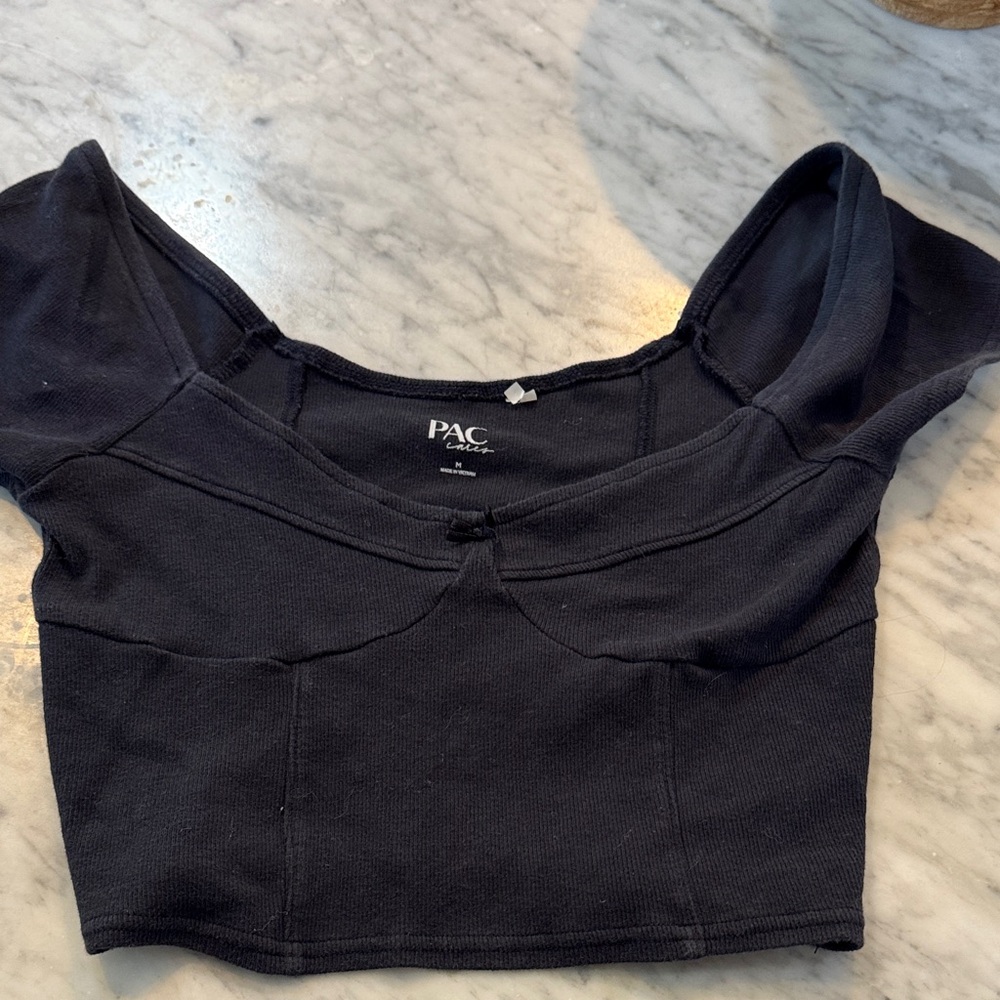 Pacsun Black ribbed Crop Top with bow
